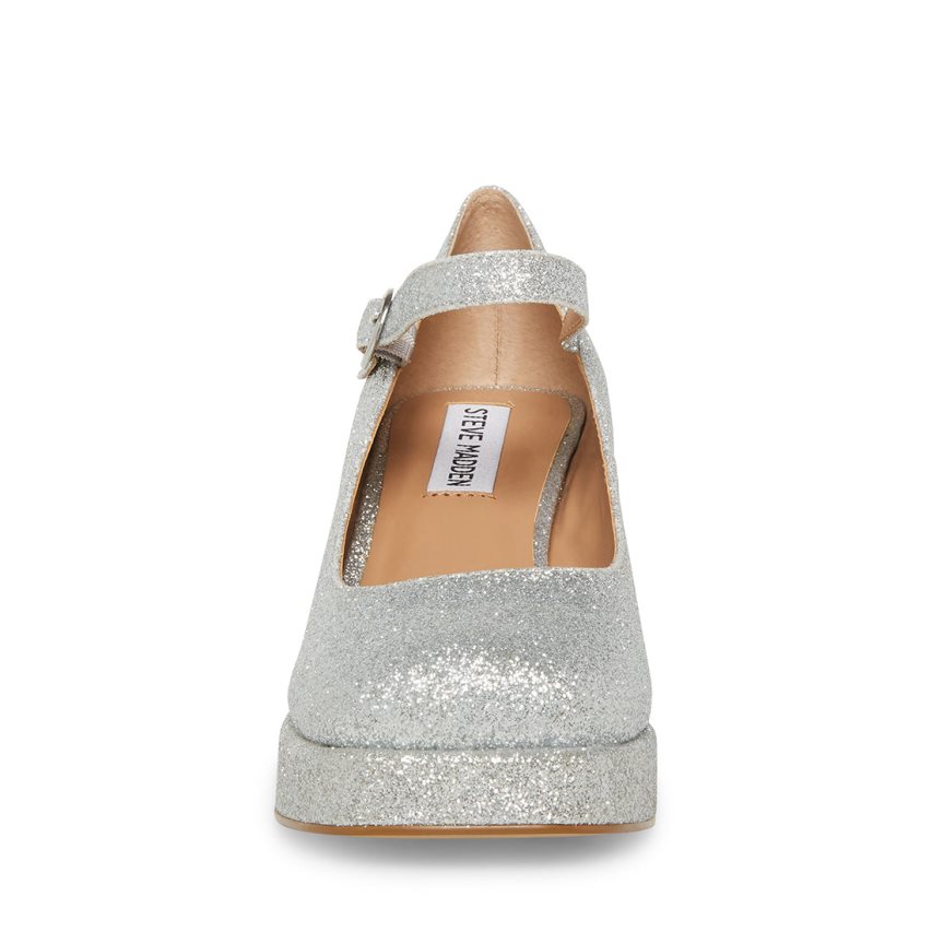 Tacones Steve Madden Mingle Glitter Mujer Plateadas | ES YZ0ES1